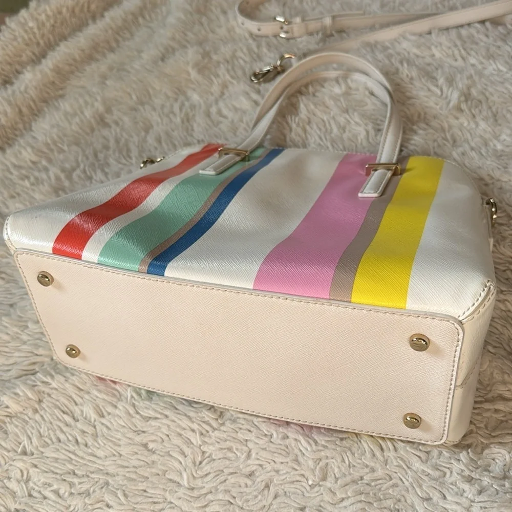 👜 Rare!! Kate spadeNY Cedar Street Multi Stripe Maise Satchel bag crossbody/tote